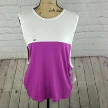 Victoria&#39;s Secret Pink Sleeveless Shirt L Purple &amp; White NWT - £15.32 GBP