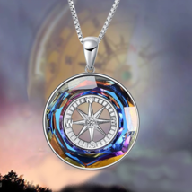 Elegant Acrylic Compass Pendant + Stainless Steel Necklace - $11.99