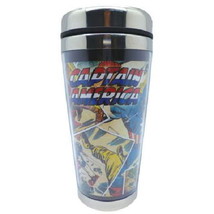 Captain America Comic Art 16 ounce Metal Full Color Travel Mug, NEW BOXED - £14.00 GBP