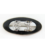 Vintage Oval &quot;EK&quot; Blacked Out Monogram Pin Brooch - £15.85 GBP