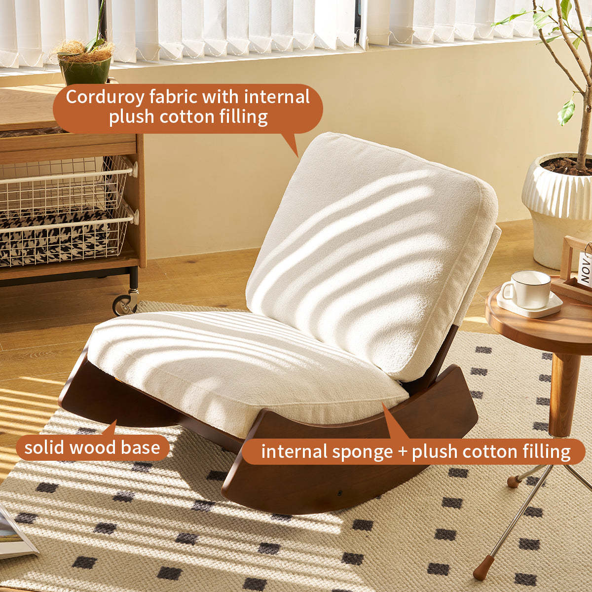 Comfortable Glider Rocking Chair | Solid Wood Frame Item image 3