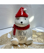 Rae Dunn “Snow Day” Polar Bear Ceramic Figurine Red hat and Scarf 8&quot; Hol... - $27.99