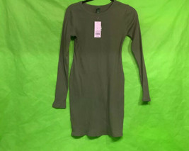Wild Fable Juniors Long Sleeve Embroidered Bodycon Dress Olive S - $12.99