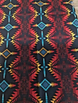 Fabric 100% Cotton FAT QUARTER Aztec-Like Design Black &amp; Red Pattern  18 x 22 &quot; - £2.34 GBP