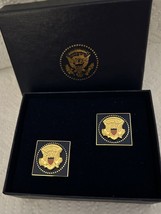 Official Trump White House Eagle Seal Cufflinks Blue Gold President Republican - £194.24 GBP