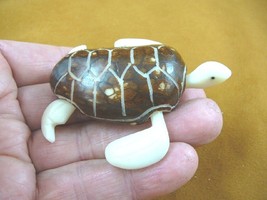 (TNE-T-SEA-11-D) Sea Turtle Tagua Nut Figurine Carving Vegetable Palm Turtles - £16.80 GBP