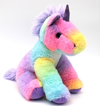 Fiesta Rainbow Sherbet 10&quot; Unicorn Sitting Plush Stuffed Animal Stuffy Sparkle  - £10.06 GBP