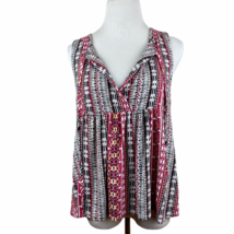 Sanctuary Tank Top Womens Small Tribal Printed Self Tie V-Neck Multicolor New - £15.96 GBP