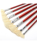 Fan Brush for Painting 7 Pieces Fan Brush Set with Hog Bristle Natural Hair - $20.93 CAD