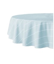 Everhome 70” Round Woven Stripe Tablecloth Blue - £15.68 GBP