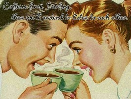 Caffeine First Darling, Vintage Coffee Couple, Java Joe, Metal Sign - £23.94 GBP
