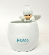 Department 56 Snowbabies white Tealight Candle Holder PEACE Little Angels - £12.02 GBP