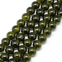 50 Crackle Glass Beads 6mm Dark Olive Green Veined Bulk Jewelry Supplies Unique - $3.65