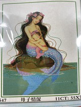 Treasure Monalisa Mermaid &amp; Baby Cross Stitch 11” X 14”  Open Never Used - £29.28 GBP