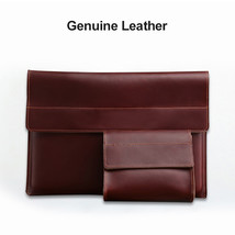 Leather Laptop Briefcase New Business Laptop Sleeve For Macbook 13 14 15 Crazy H - $95.50