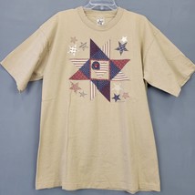 Alore Women T-Shirt Size XL Tan Vintage Preppy Patchwork Print Short Sleeve Top - £10.77 GBP