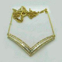 3Ct Baguette Cut VVS1/D Diamond V Shape Pendant Free Chain 14K Yellow Gold FN - £103.05 GBP