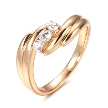 Natural Zircon Bride Wedding Ring 585 Rose Gold Fashion Wave Cross Rings for Wom - £6.57 GBP