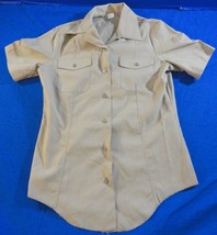 Usn U.S. Navy Creighton Khaki Tan Short Sleeve Official Uniform Dress Shirt 34 - £19.77 GBP