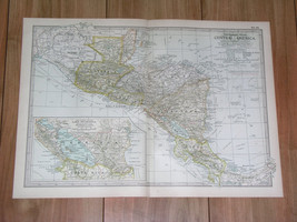 1897 Antique Dated Map Of Central America Costa Rica Nicaragua Belize Honduras - £19.68 GBP