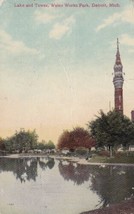 Lake and Tower Water Works Park Detroit Michigan MI Postcard 1911 - £2.39 GBP