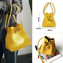 Japanes quilted Drawstring purs Bucket Bag leather Women Lady Handbag Soft  Mess - £121.17 GBP