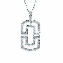 0.38 Karat Diamant Mini Hundemarke Anhänger Halskette 14k Weiss Gold 40.6cm - $1,937.38