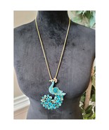 Betsey Johnson Elegant Peacock Pendant Necklace Blue Crystals And Lobste... - $1,098.19 MXN