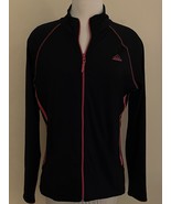Adidas Running Track Jacket Women Size Large Full Zip Black Pink Trim 3 ... - $53.99 CAD