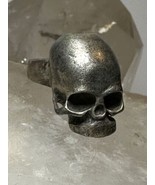 Skull ring size 7.75 biker band cast ring dark 800 silver from Ukraine - $4,201.57 MXN