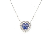 Natural Heart Sapphire Diamond Pendant 18&quot; 14k 4.13 TCW Certified $5,950 310656 - £3,013.74 GBP