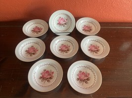 Set of 8  Noritake Rosemont 5048 Fruit Dessert Bowls 5.5” Pink Roses Gra... - $20.79