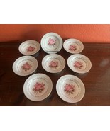 Set of 8  Noritake Rosemont 5048 Fruit Dessert Bowls 5.5” Pink Roses Gra... - $383.44 MXN