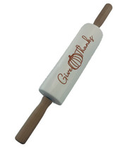 Thanksgiving Rolling Pin Wood Handles Give Thanks Pumpkin Ceramic Fall New - £11.81 GBP