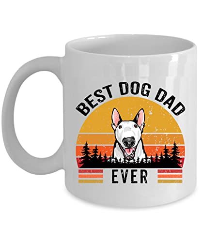 Best Dog Dad Ever Bull Terrier Coffee Mug 15oz Ceramic Gift For Dogs Lover, Vint