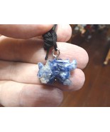 (an-dra-7) Chinese winged Dragon BLUE WHITE carving Pendant NECKLACE gem... - $149.63 MXN
