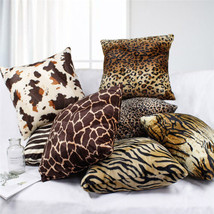 Plush Leopard Print Throw Pillow Covers Zippered Sofa Cushion Covers Case Decor - £11.08 GBP+