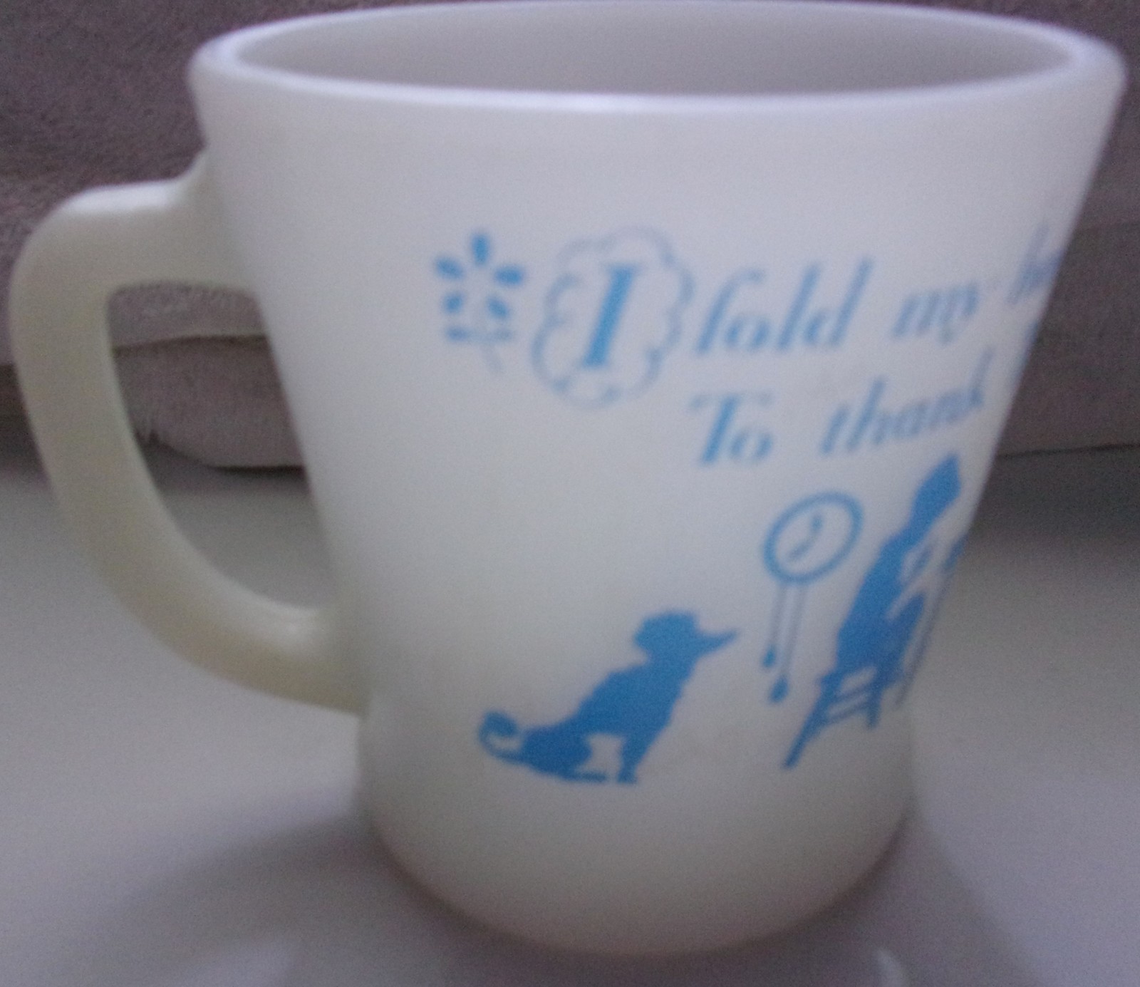 Vintage Fire King Child’s Prayer I Fold My Hands &amp; Bow My Head Milk Glas... - $6.99