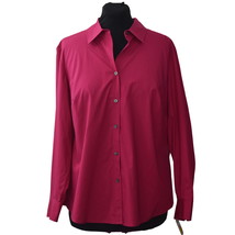 Talbots Woman Blouse Size 16W Cotton Stretch Long Sleeve Berry - £26.14 GBP