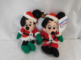 Disney&#39;s  Mickey &amp; Minnie Mouse Plush Christmas Beanie Dolls Vintage &amp; R... - £19.00 GBP
