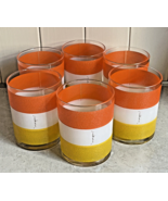 Vintage Morgan Striped Yellow Orange Lowball Cocktail Glasses MCM Retro ... - £76.37 GBP