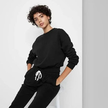 Wild Fable Women&#39;s Crew Neck Cropped Sweatshirt Sz Medium Black A1065 - $12.11