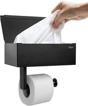Toilet Paper Holder with Shelf Adhesive or Screw Wall Mounted Stainless Steel - £22.05 GBP