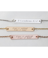 Love is Patient Love is Kind Necklace 1 Cor 13 Bar Pendant, Christian Sc... - £22.38 GBP