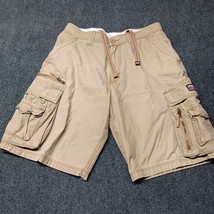 Vintage Aeropostale Cargo Shorts Men 33 Tan Khaki Drawstrings Y2K Summer... - $27.67