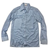 Vtg 70s Sears Put On Shop for the Teen Male Blue Satin Button Up Disco S... - $38.95
