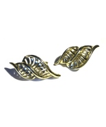 Vintage Signed Coro Modernist Gold Tone Leaf Clip Earrings - £8.72 GBP
