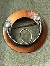 Vintage Open Copper Circle w Silvertone Tubular Loop Pin Brooch – 2 and 7/8th’s - £13.12 GBP
