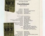 Tannhauser Ticket Stubs Metropolitan Opera 1978 Richard Cassilly Kurt Moll  - $21.78