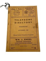 Telephone Book 1943 Washington Illinois IL Directory Genealogy Phone Vintage - £28.87 GBP
